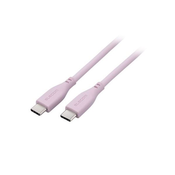 エレコム USB-C ケーブル USB Type C to Type C 1m PD 60W シリコン素材 ラベンダー MPA-CCSS10PU