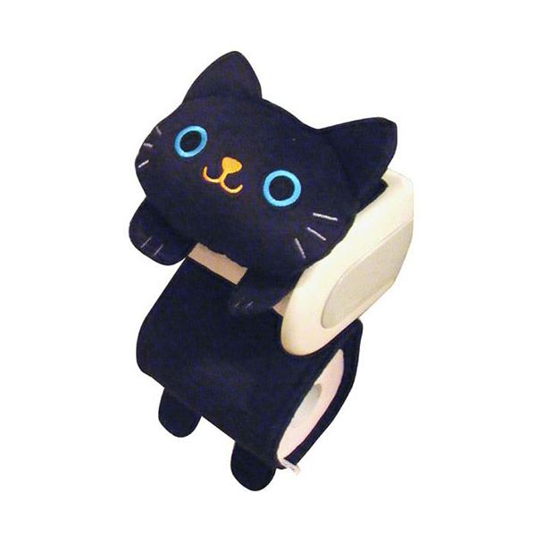 明邦 ねこのトイレロールペーパーホルダー クロ ME368