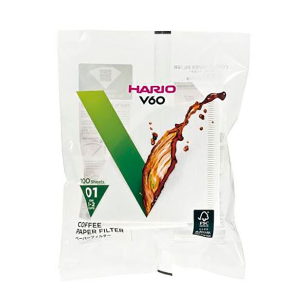 【10セット】 HARIO V60用ペーパーフィルター01W 1〜2杯用 100枚入 VCF-01-100WX10