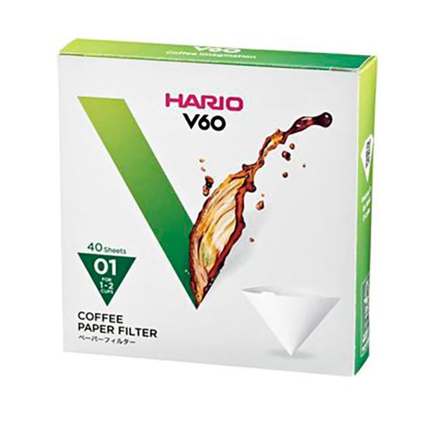 【10セット】 HARIO V60用ペーパーフィルター01W 1〜2杯用 40枚入 VCF-01-40WX10