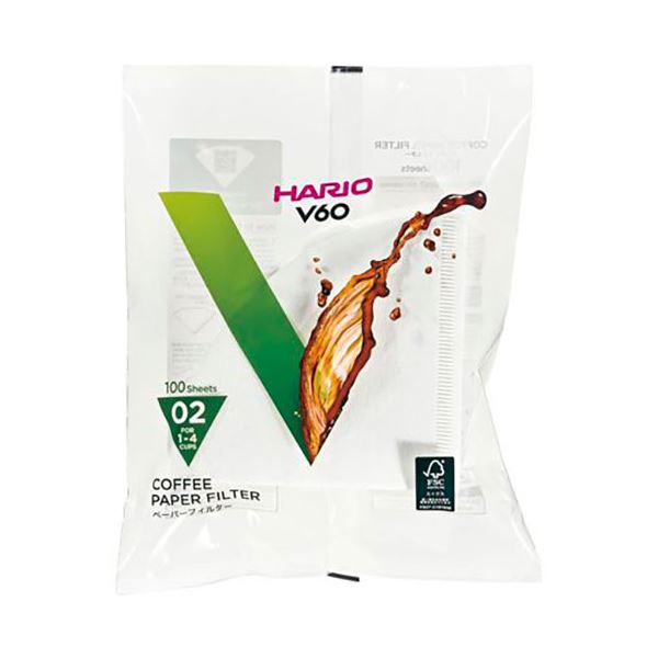 【5セット】 HARIO V60用ペーパーフィルター02W 1〜4杯用 100枚入 VCF-02-100WX5