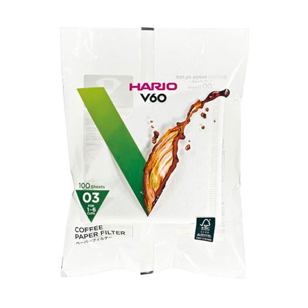 【5セット】 HARIO V60用ペーパーフィルター03W 1〜6杯用 100枚入 VCF-03-100WX5