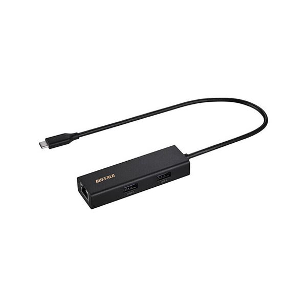 BUFFALO LAN変換アダプタ USB-C オス→メスLAN USB-Ax3 1Gbps対応 Mac・Win対応 ブラック LUD-U3-CU101BK