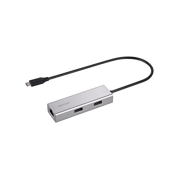 BUFFALO LAN変換アダプタ USB-C オス→メスLAN USB-Ax3 1Gbps対応 Mac・Win対応 シルバー LUD-U3-CU101SV