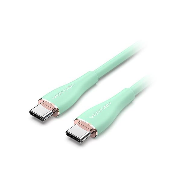 VENTION 100W PD USB 2.0 C-Type to C-Type 急速充電ケーブル シリコンタイプ eMarke対応 1.5m ライトグリーン TA-8715