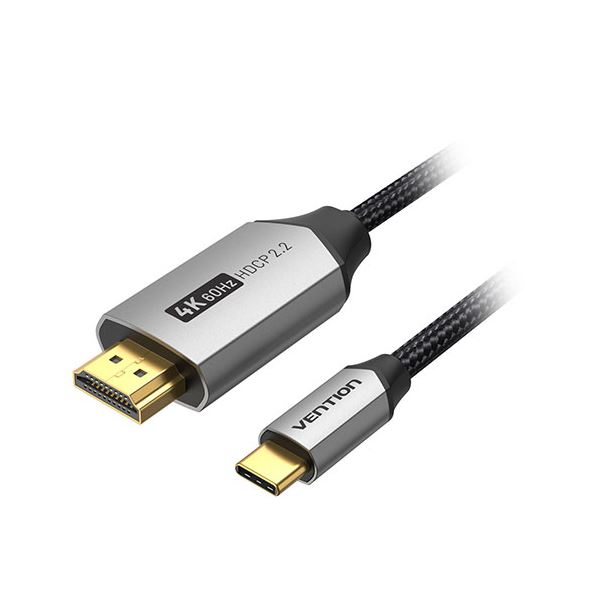 VENTION USB-C to HDMIケーブル コットン編み アルミニウム合金 1m ブラック CR-2083