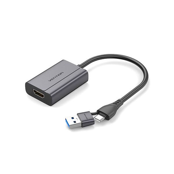 VENTION USB-C and USB-A to HDMI 変換器 アルミニウム合金タイプ 0.15m スペースグレイ AC-9781