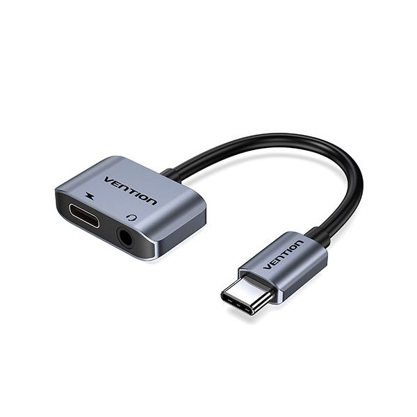 VENTION USB-C to 3.5mm AUX変換 & USB-C 充電ポート グレー BG-6692