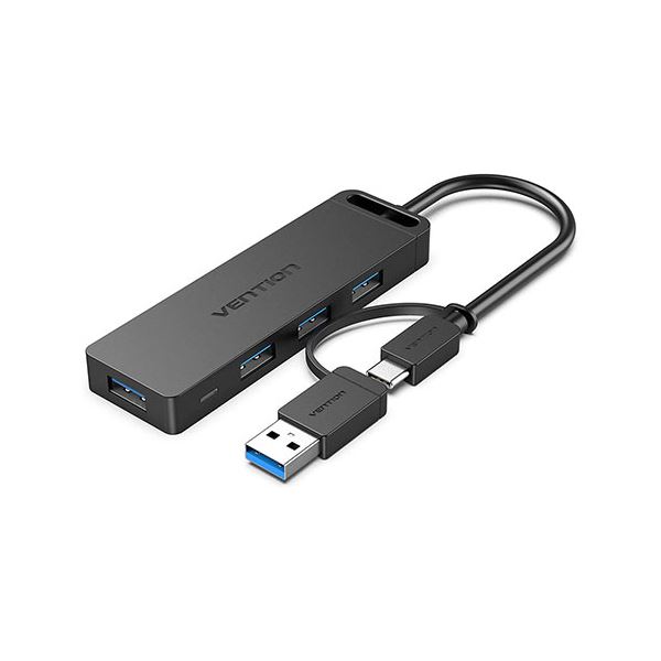 VENTION 4-Port USB 3.0 ハブ セルフパワー / バスパワー対応 Type C&USB3.0 2-in-1 0.15M ABS Type ブラック CH-8467