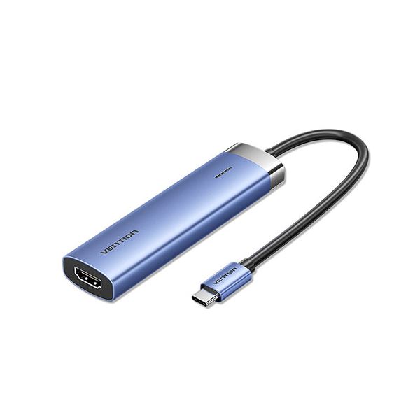 VENTION 5-in-1 USB-C to HDMI/USB 3.0 x 3/PD ドッキングステーション 0.15M セルフパワー/バスパワー/4K対応 ブルー TG-0743