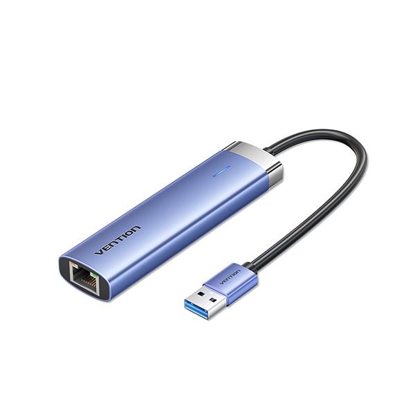 VENTION 5-in-1 USB-A 3.0 to USB 3.0 x 3/RJ45/USB-C ドッキングステーション 0.15M セルフパワー/バスパワー対応 ブルー TG-0750