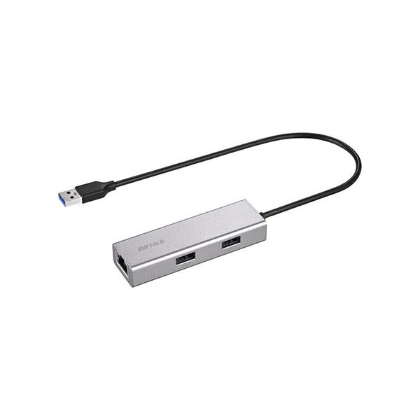 BUFFALO Giga対応 USBハブ付き LANアダプター USB Type-A接続 シルバー LUD-U3-AU101SV