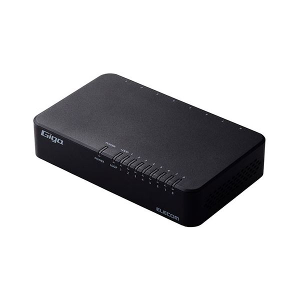 エレコム Giga対応8ポートスイッチ(プラ筐体/ACアダプター) 水平/壁掛け EHC-G08PA4-B