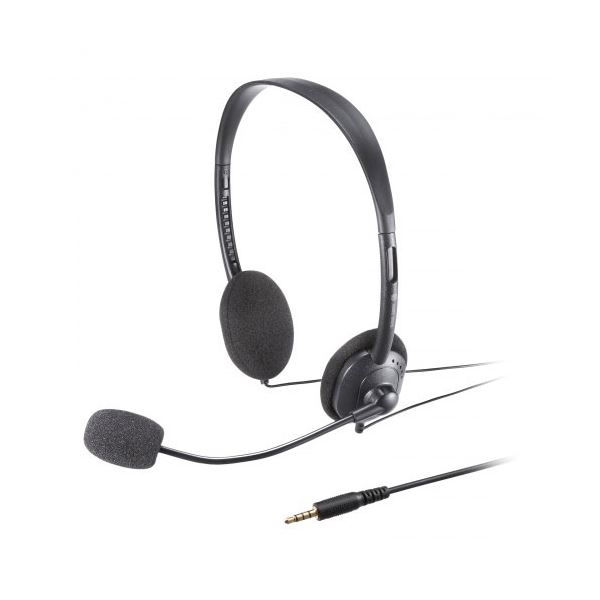 サンワサプライ マイクMUTEスイッチ付きの4極対応軽量ヘッドセット MM-HS408BK
