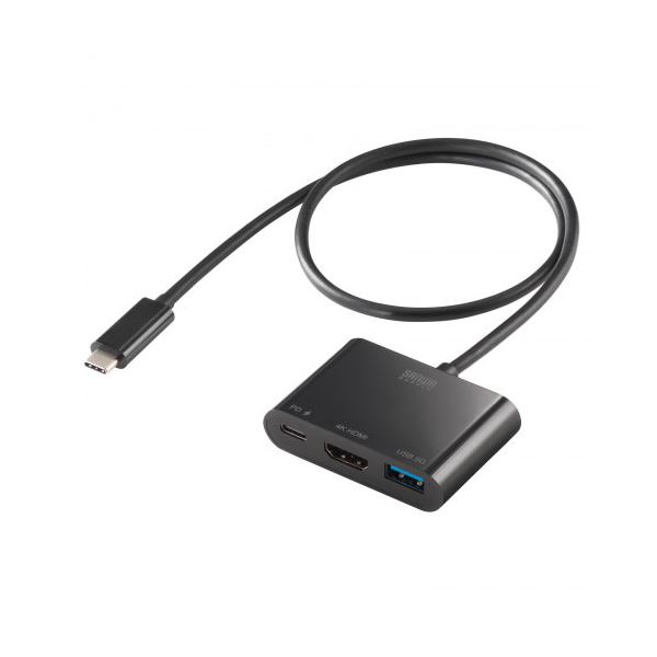 サンワサプライ USB Type C-HDMI変換アダプタ 4K/PD対応/USBハブ付き AD-ALCPHDPD02