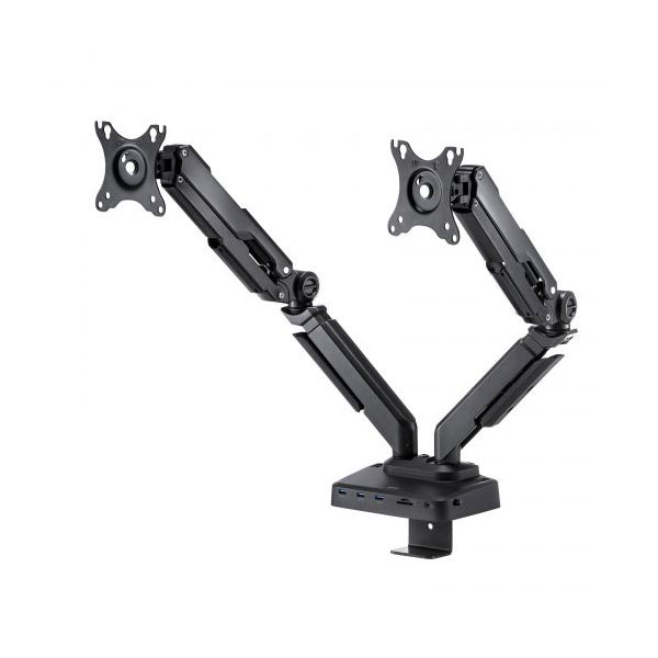 サンワサプライ ドッキングステーション搭載モニターアーム デュアルアーム ガススプリング式 CR-LACDK2402BK