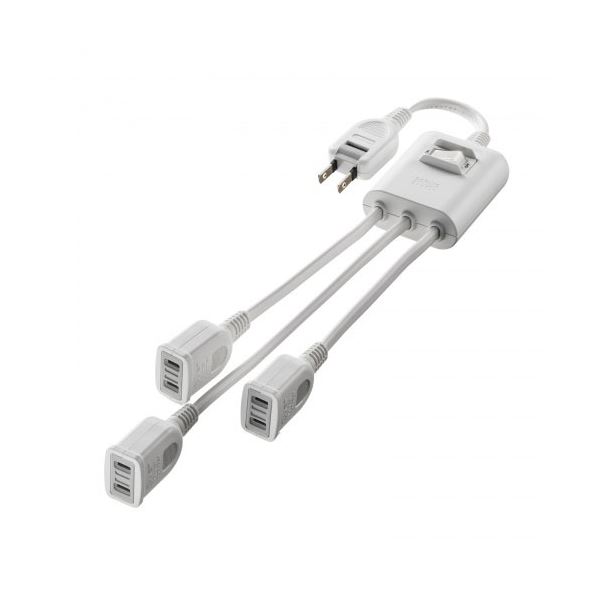 サンワサプライ 一括集中スイッチ付き電源延長コード 2P 3分岐 3個口 ホワイト TAP-EX3SWW