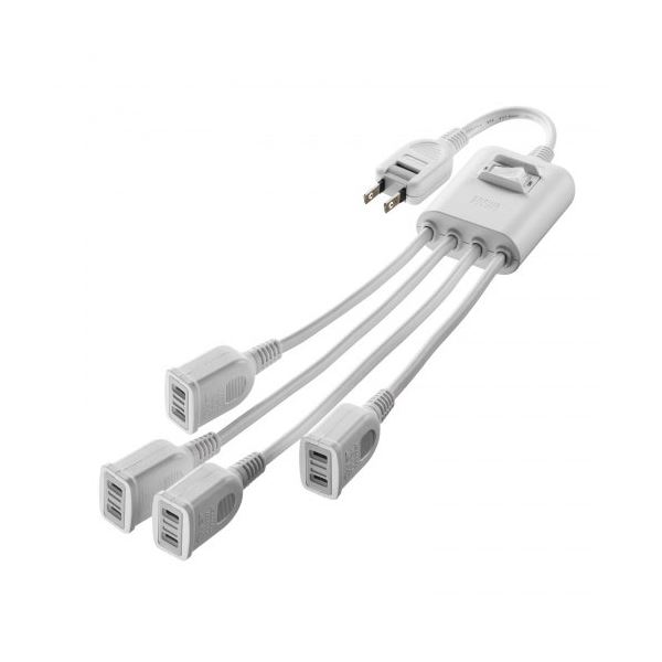 サンワサプライ 一括集中スイッチ付き電源延長コード 2P 4分岐 4個口 ホワイト TAP-EX4SWW