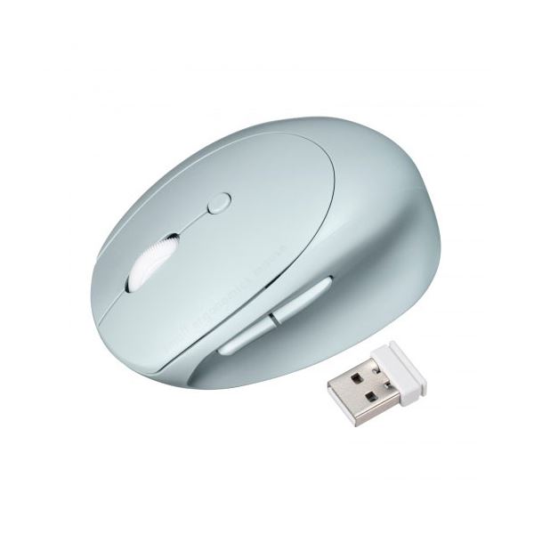 サンワサプライ 静音ワイヤレス小型エルゴノミクスマウス 充電式 5ボタン ブルー MA-EWBS522BL