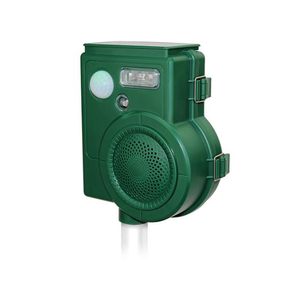 SaiEL ソーラー充電式 害鳥害獣撃退器 3種の音で撃退/LEDフラッシュ/太陽光発電/地面に挿すだけ SLI-SCR210