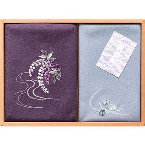 和選 — 洛北 刺繍入り二巾風呂敷＆金封包み 紫
