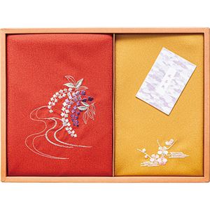 和選 — 洛北 刺繍入り二巾風呂敷＆金封包み 赤