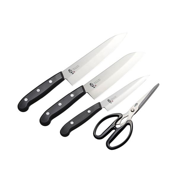 燕三 ステンレス包丁&キッチンハサミ4点(牛刀包丁/刃渡り18cm・三徳包丁/刃渡り16.5cm・ペティナイフ/刃渡り13cm) B1154590