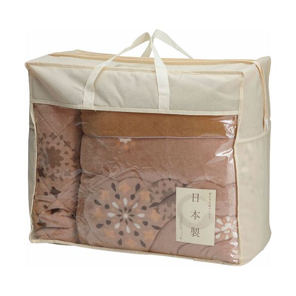 吸湿発熱わた入り 国産やわらかタッチ毛布ふとん&敷パット 毛布ふとん140×190cm、敷パット100×205cm L9054606