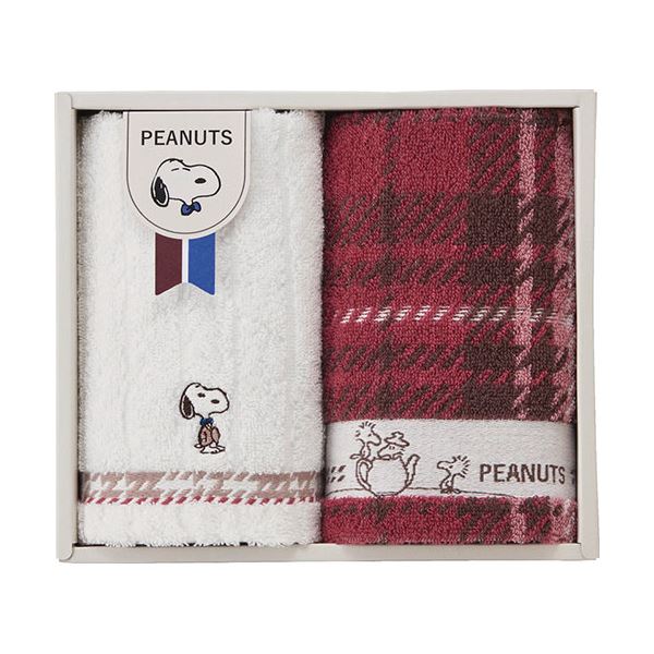 スヌーピー チェック ウォッシュタオル2P 34×35cm C6078566