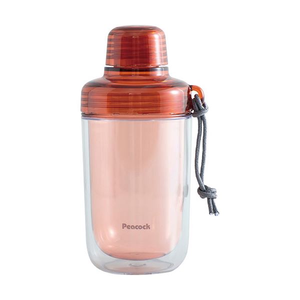 ピーコック クリアボトル(ダブルウォール)キャップタイプ340ml ブリック 8.8×7.9×17.3cm C6129806