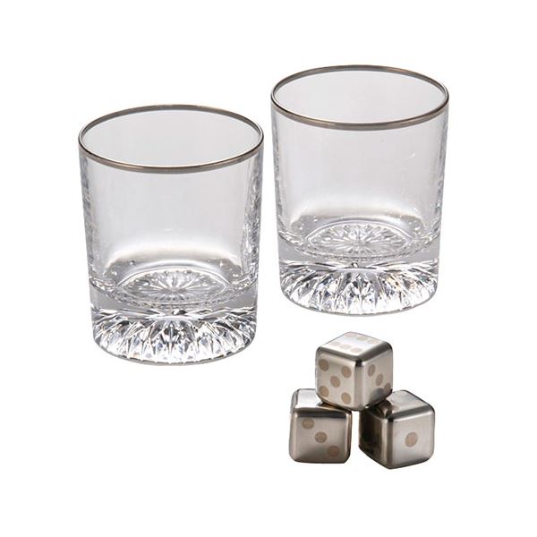 フローズンキューブ ロックグラスペア&キューブ3P ロックグラスφ7.5×8.6cm、アイスキューブ2.5×2.5×2.5cm C6108610