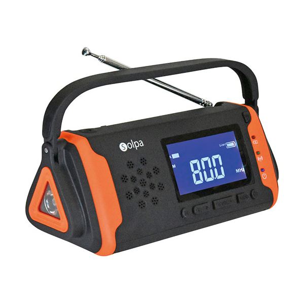 Solpa チャージオ 手回し/ソーラー蓄電ラジオ 「チャージオ ラムダ」 9×20.2×8cm B1144594