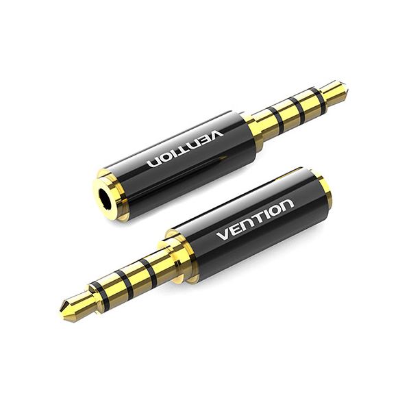 【5セット】 VENTION 3.5mm Male to 2.5mm Female 変換AUXアダプター メタルタイプ ブラック BF-6647X5