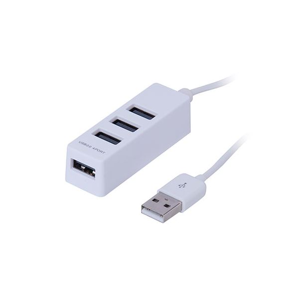 【3セット】 ナカバヤシ USB2.0 4ポートハブ 0.3m ホワイト UH-2404WX3