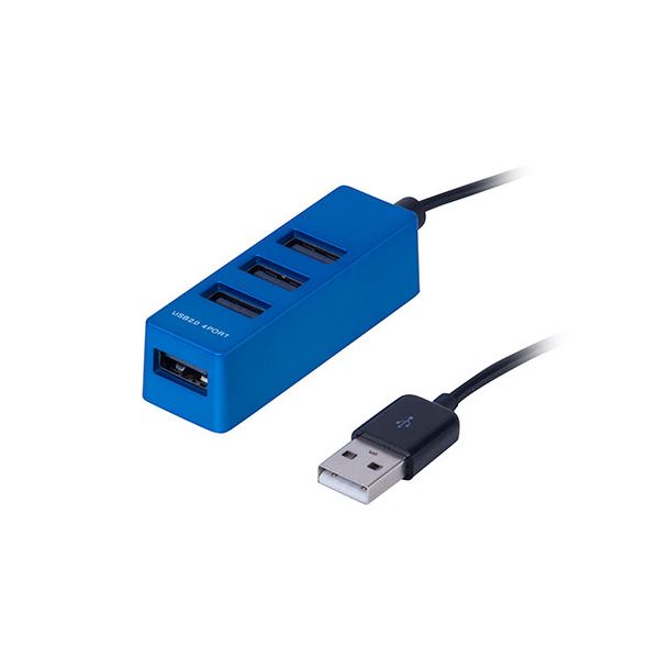 【3セット】 ナカバヤシ USB2.0 4ポートハブ 1.2m ブルー UH-2414BLX3