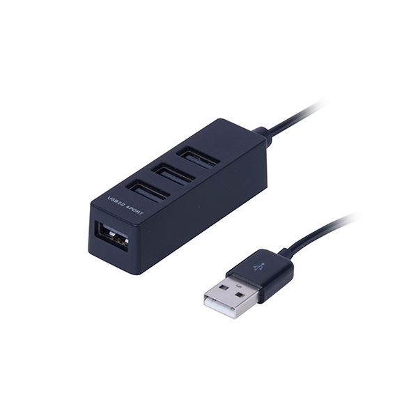 【3セット】 ナカバヤシ USB2.0 4ポートハブ 1.8m ブラック UH-2424BKX3