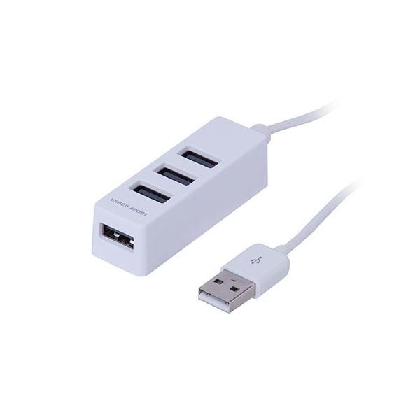 【3セット】 ナカバヤシ USB2.0 4ポートハブ 1.8m ホワイト UH-2424WX3