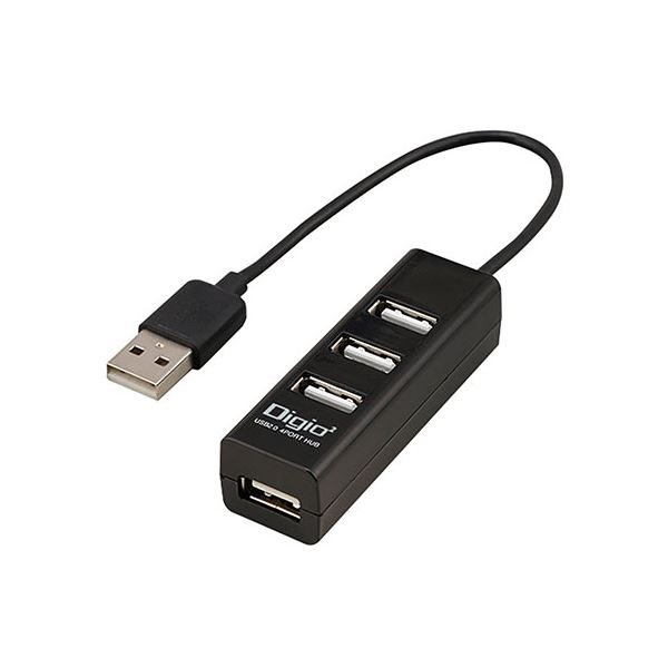 【3セット】 ナカバヤシ USB2.0 4ポートハブ 15cm ブラック UH-2604BKX3