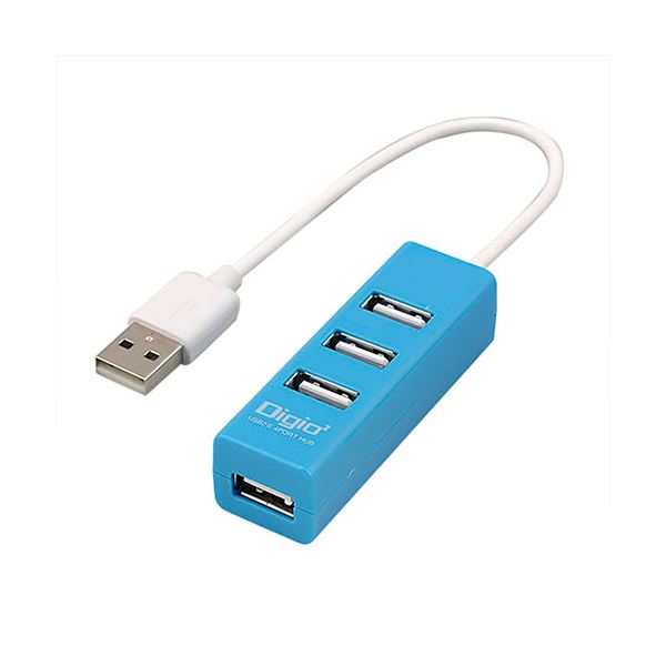 【3セット】 ナカバヤシ USB2.0 4ポートハブ 15cm ブルー UH-2604BLX3