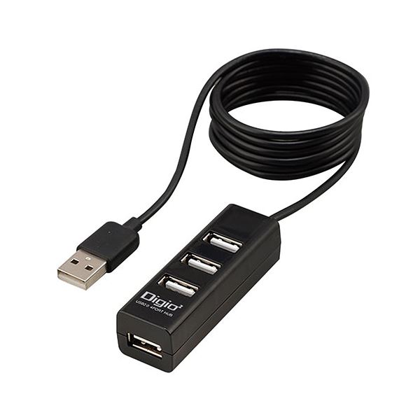 【3セット】 ナカバヤシ USB2.0 4ポートハブ 120cm ブラック UH-2614BKX3