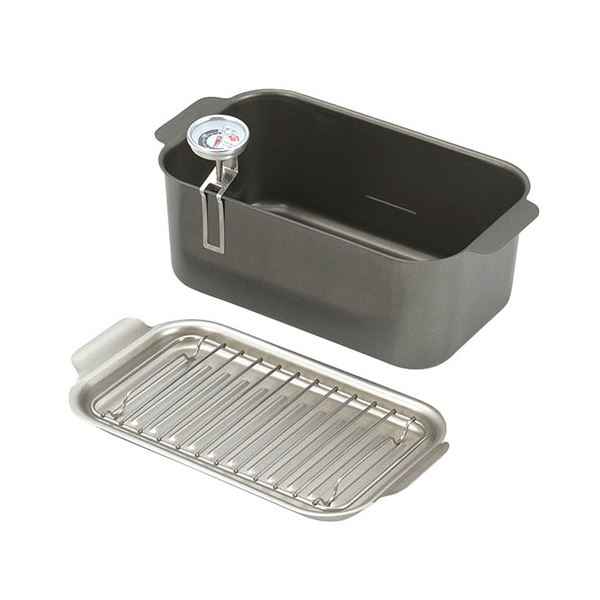 食彩亭 角型蓋付天ぷら鍋(アミ・温度計付) 24×13×9.3cm(満水容量1.9L・適正油量700ml) B1107568