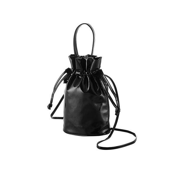 エレコム MAPOCHE スマホ汎用ショルダーポーチ 巾着型タイプ メタリックブラック P-MAP08BK