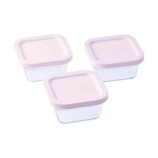 グラスロック リングテーパーイージーオープン スクエア(400ml)3P 11.7×11.7×6cm C6127564