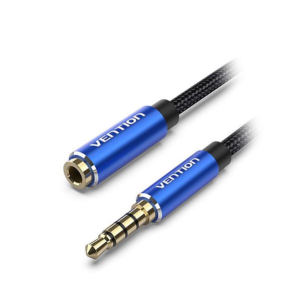 【5本セット】 VENTION コットン編み TRRS 3.5mm Male to 3.5mm Female オーディオ延長ケーブル 1.5m ブルー BH-4650X5