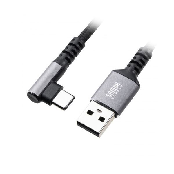【3本セット】 サンワサプライ USB 2.0 Type-Cケーブル C-A L型 1m KU-CAL10TKX3