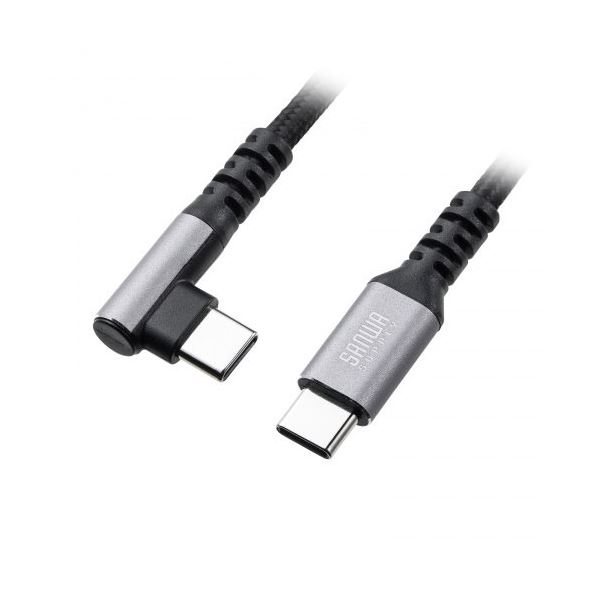 【3本セット】 サンワサプライ USB 2.0 Type-Cケーブル C-C 片側L型コネクタ 60W 1m KU-CCP60L10TKX3