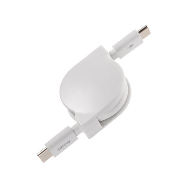 【3本セット】 サンワサプライ USB2.0 Type-C 巻取りケーブル  PD60W ホワイト KU-CCP60M08WX3