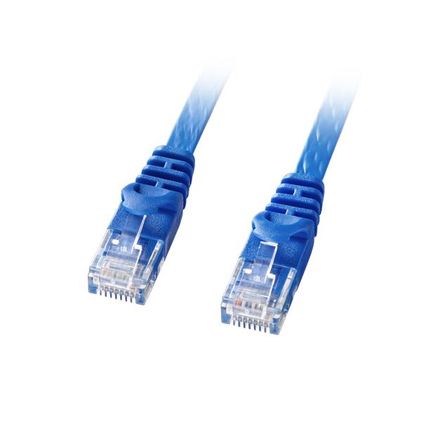 【5本セット】 サンワサプライ カテゴリ6フラットLANケーブル 2m ブルー LA-FL6-02BLX5