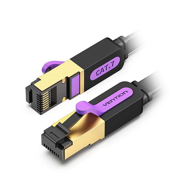 【5本セット】 VENTION Cat.7 薄型LANケーブル 0.5m ブラック IC-9426X5