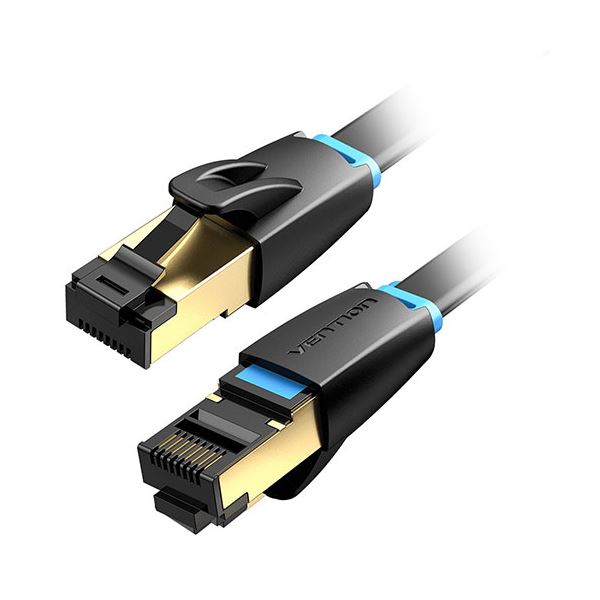 【5本セット】 VENTION Cat.8 薄型LANケーブル 0.5m ブラック IK-9044X5